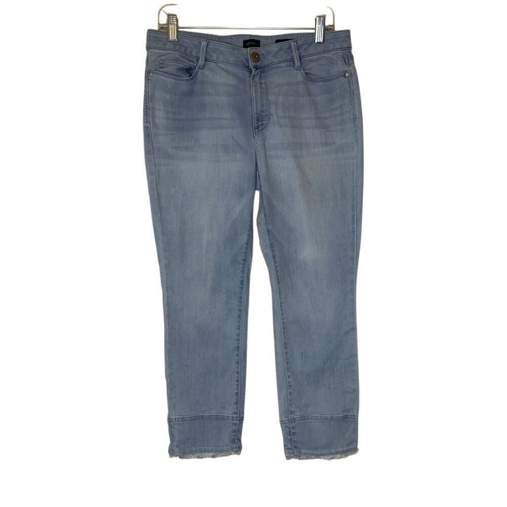 J. Jill Denim Authentic Fit Cropped Frayed Hem Jeans Size 8 Coastal,‎ Boho